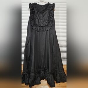 Elegant Black Ruffled Women's Dress Size S